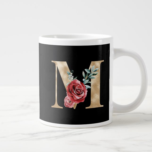 Winter holidays initials  letter M Large Coffee Mug (Right)