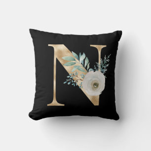 Winter holidays initials  letter N Cushion