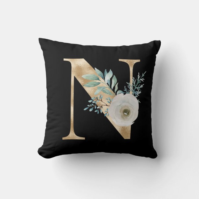 Winter holidays initials  letter N Cushion (Front)
