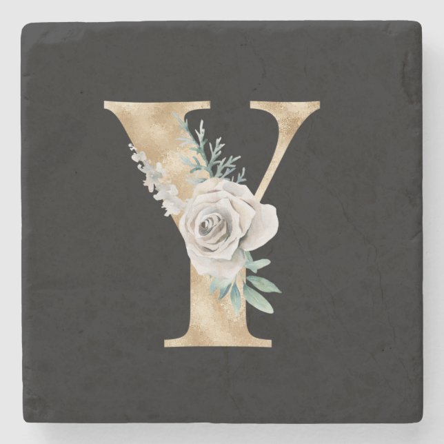 Winter holidays initials  letter Y Stone Coaster (Front)