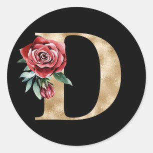 Winter holidays initials sticker letter D