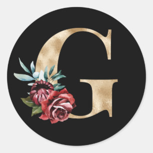 Winter holidays initials sticker letter G