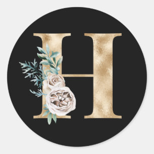 Winter holidays initials sticker letter H
