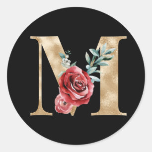 Winter holidays initials sticker letter M