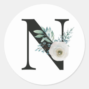 Winter holidays initials sticker letter N