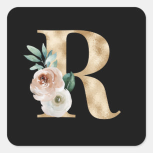 Winter holidays initials sticker letter R