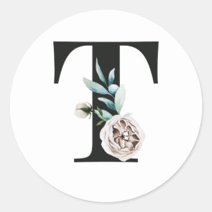 Winter holidays initials sticker letter T