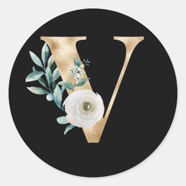 Winter holidays initials sticker letter V (Front)