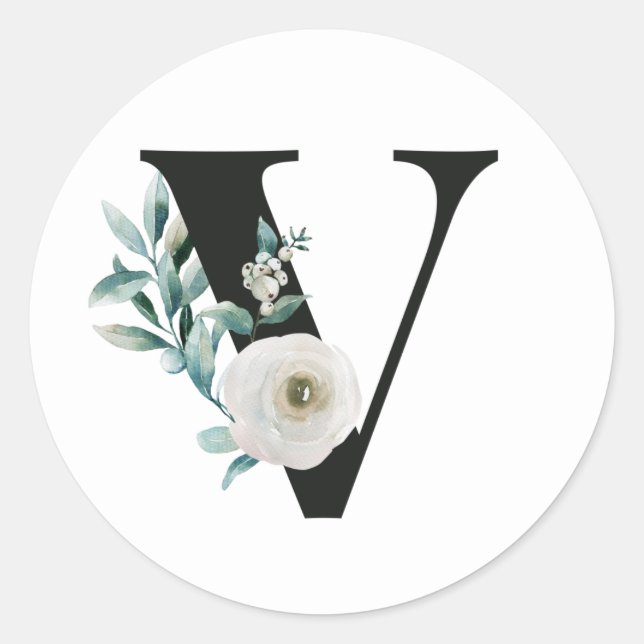 Winter holidays initials sticker letter V (Front)
