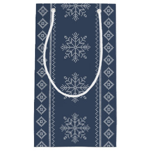 Winter holidays knitwear snowflake design small gift bag