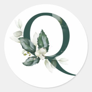 Winter holidays MONOGRAM white berries Classic Round Sticker