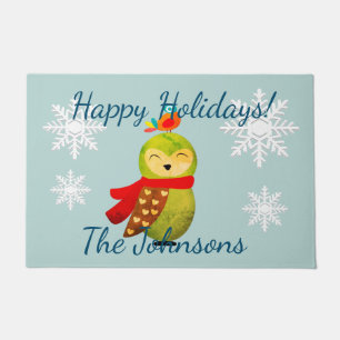Winter Holidays Owl Doormat