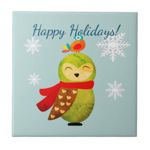 Winter Holidays Owl Tile