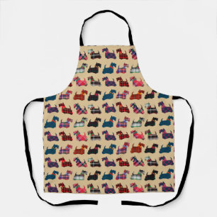 Winter Holidays Plaid Scottish Terriers Apron