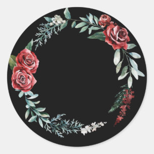 Winter holidays roses wreath sticker