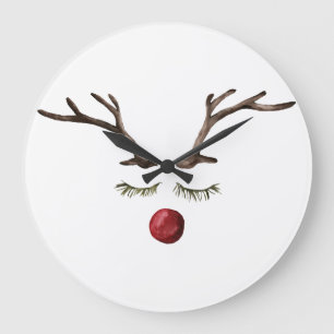 Winter holidays Rudolph Large Clock