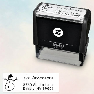 Winter Holidays Snowman Family Return Address Self-inking Stamp