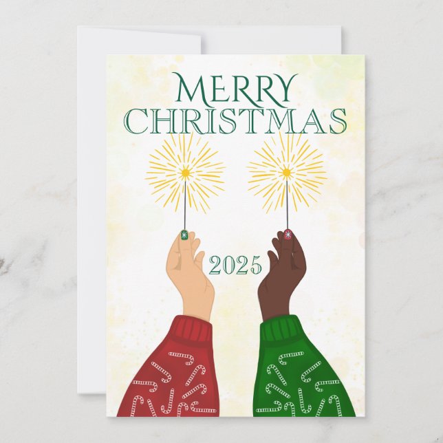 Winter Holidays Two Hands Christmas Together  Invitation (Front)