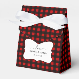 Winter Holidays Xmas Red Buffalo Plaid Wedding Favour Box