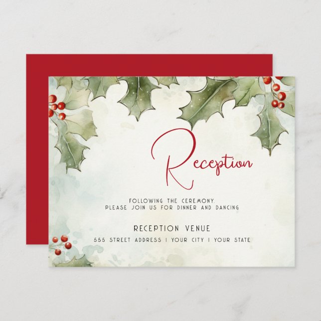 Winter Holly and Berries Enclosure Card (Front/Back)