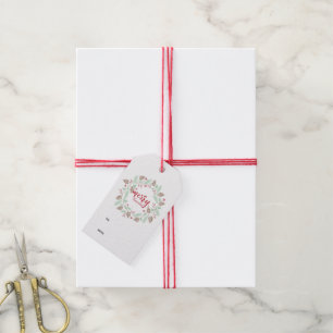 Winter Holly and Pine Wreath Christmas Gift Tags