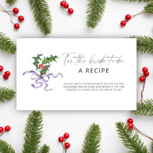 Winter holly branch Recipe for the bride to be Enclosure Card