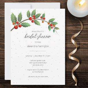 Winter Holly Bridal Shower Invitation