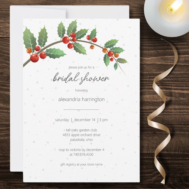 Winter Holly Bridal Shower  Invitation (Creator Uploaded)