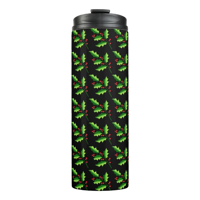 Winter Holly Christmas Thermal Tumbler (Front)