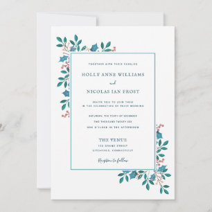 Winter Holly Floral Wedding Suite Invitation
