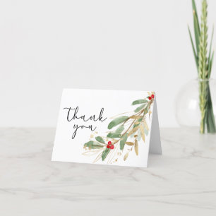 Winter Holly Thank You Card