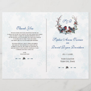 Winter Holy Berries Wreath Wedding Program