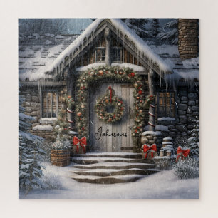 Winter Home Holiday Christmas Retro Vintage Custom Jigsaw Puzzle