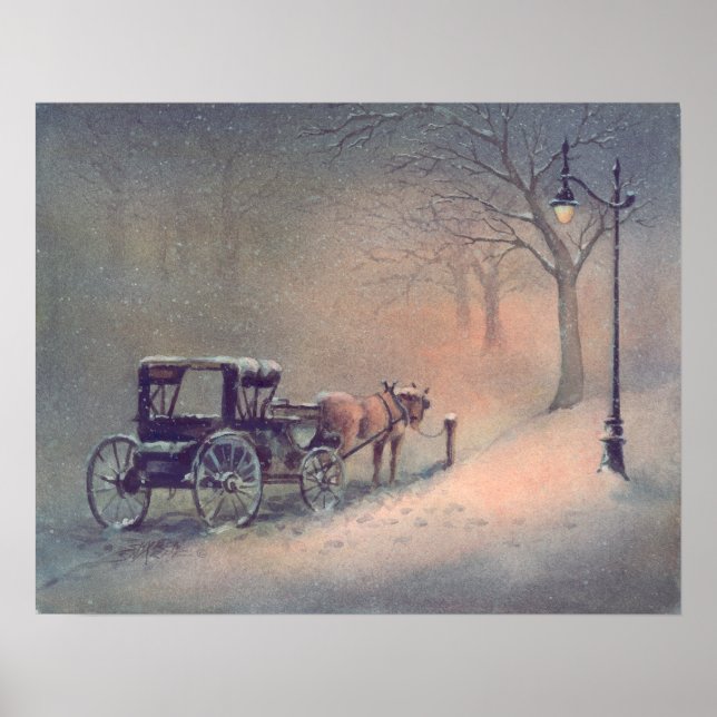 WINTER HORSE & BUGGY by SHARON SHARPE Poster (Front)