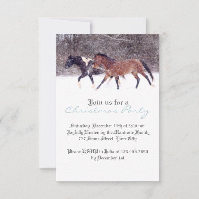 Winter Horse Christmas Party Invitation (Front)