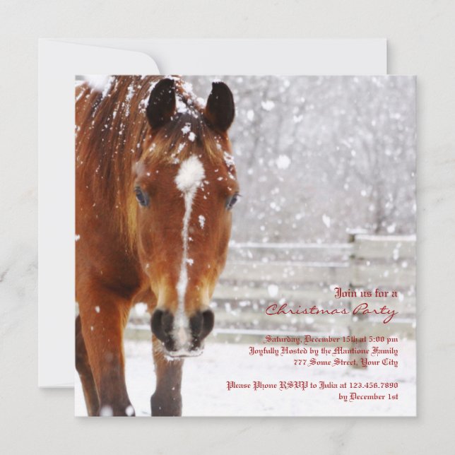 Winter Horse Christmas Party Invitation (Front)