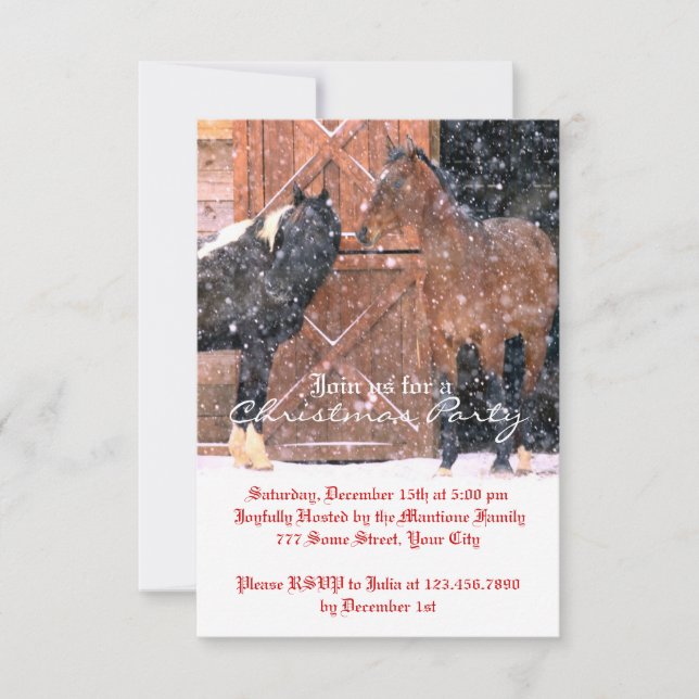 Winter Horse Christmas Party Invitation (Front)