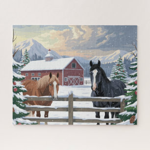 Winter Horse Farm Jigsaw Puzzle