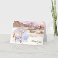 Winter Horse Farm Thank You Card