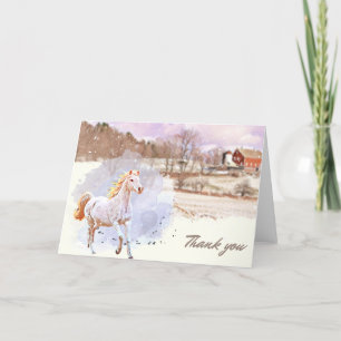 Winter Horse Farm Thank You Card