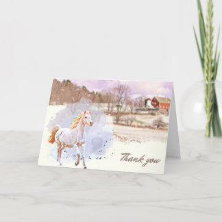 Winter Horse Farm Thank You Card