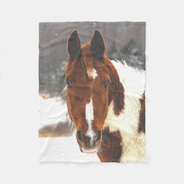 Winter Horse Fleece Blanket (Front)