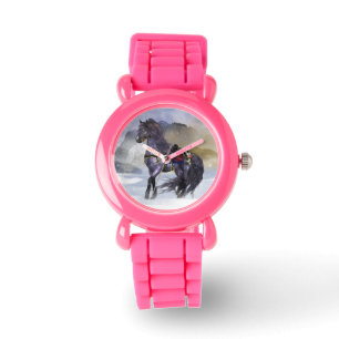 Winter Horse Kid's Glitter Watch, Pink Glitter Watch