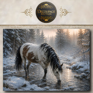 Winter Horse Painting Wall Art Horse Lover Decor Tissue Paper