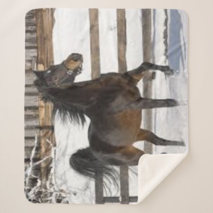 Winter Horse Sherpa Blanket