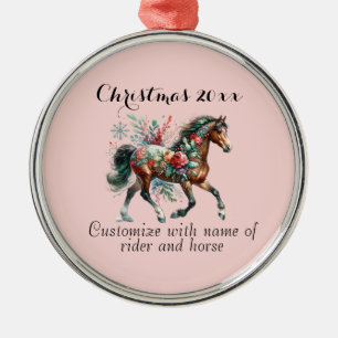 Winter Horse With Flowers  Metal Tree Decoration