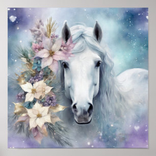Winter Horse with Flowers Poster2 Poster
