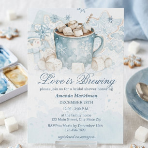 Winter Hot Chocolate Love is Brewing Bridal Shower Invitation