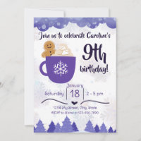Winter Hot Cocoa Birthday Party Invitation