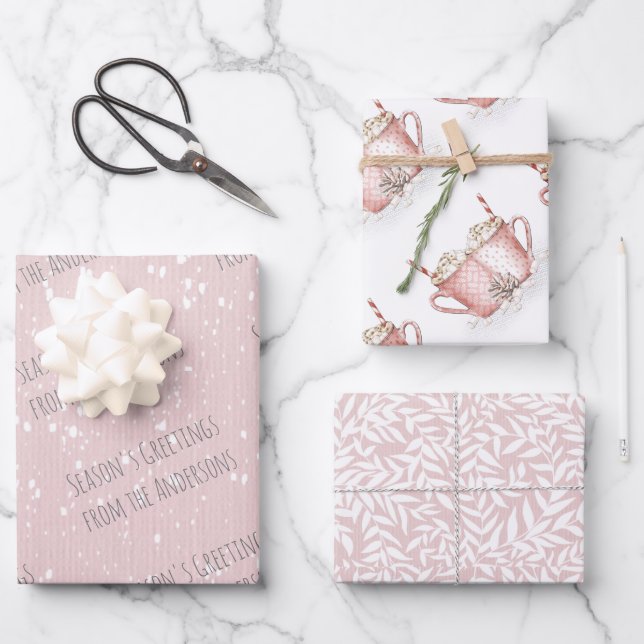 Winter Hot Cocoa Holiday Paper with Name (Front)